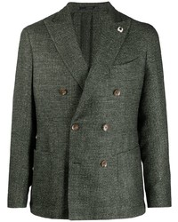 Мужской темно-зеленый двубортный пиджак от Lardini