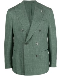 Мужской темно-зеленый двубортный пиджак от Luigi Bianchi Mantova