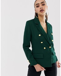 Женский темно-зеленый двубортный пиджак от Missguided