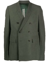 Мужской темно-зеленый двубортный пиджак от Rick Owens