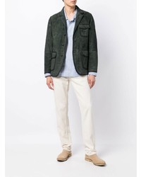 Мужской темно-зеленый замшевый пиджак от Man On The Boon.