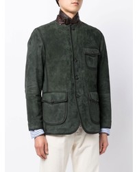 Мужской темно-зеленый замшевый пиджак от Man On The Boon.