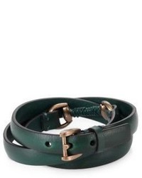 Темно-зеленый кожаный браслет