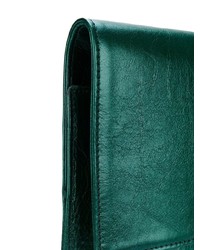 Темно-зеленый кожаный клатч от Christian Wijnants