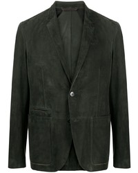 Мужской темно-зеленый кожаный пиджак от Ermenegildo Zegna
