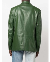 Мужской темно-зеленый кожаный пиджак от Marni