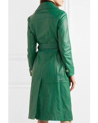 Женский темно-зеленый кожаный плащ от ALEXACHUNG