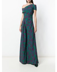 Темно-зеленый комбинезон с принтом от Talbot Runhof