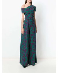 Темно-зеленый комбинезон с принтом от Talbot Runhof