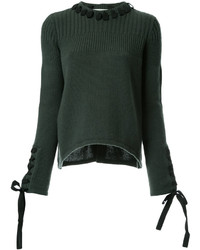 Женский темно-зеленый кружевной свитер от Fendi