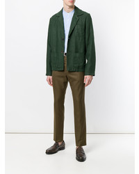 Мужской темно-зеленый льняной пиджак от Doppiaa