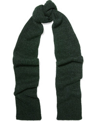 Темно-зеленый льняной шарф