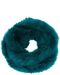 Женский темно-зеленый меховой шарф от Yves Salomon