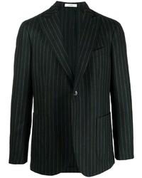 Мужской темно-зеленый пиджак в вертикальную полоску от Boglioli