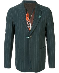 Мужской темно-зеленый пиджак в вертикальную полоску от Maison Mihara Yasuhiro