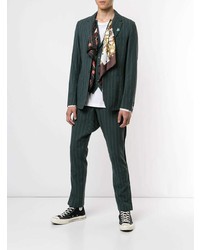 Мужской темно-зеленый пиджак в вертикальную полоску от Maison Mihara Yasuhiro