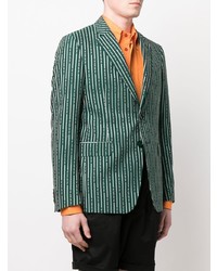 Мужской темно-зеленый пиджак в вертикальную полоску от Etro