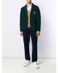 Мужской темно-зеленый пиджак в вертикальную полоску от Missoni