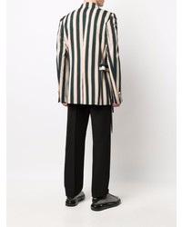 Мужской темно-зеленый пиджак в вертикальную полоску от Balmain