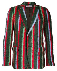 Мужской темно-зеленый пиджак в вертикальную полоску от Walter Van Beirendonck Pre-Owned