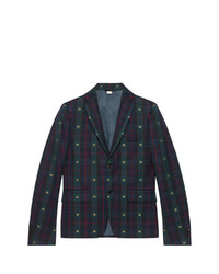 Мужской темно-зеленый пиджак в шотландскую клетку от Gucci
