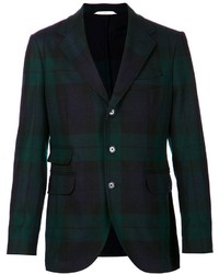 Мужской темно-зеленый пиджак в шотландскую клетку