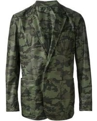 Мужской темно-зеленый пиджак с камуфляжным принтом от MSGM