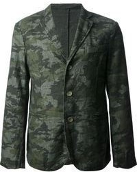 Мужской темно-зеленый пиджак с камуфляжным принтом от Original Vintage Style