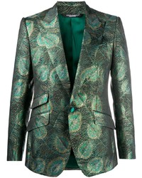 Мужской темно-зеленый пиджак с принтом от Dolce & Gabbana