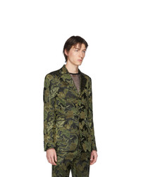 Мужской темно-зеленый пиджак с принтом от Dries Van Noten