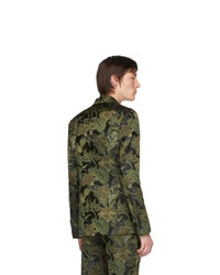 Мужской темно-зеленый пиджак с принтом от Dries Van Noten