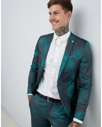 Мужской темно-зеленый пиджак с принтом от Twisted Tailor
