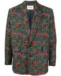 Мужской темно-зеленый пиджак с цветочным принтом от Henrik Vibskov