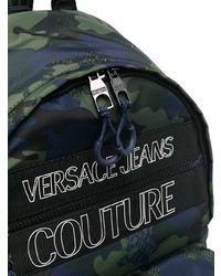 Мужской темно-зеленый рюкзак из плотной ткани с камуфляжным принтом от VERSACE JEANS COUTURE