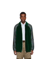 Мужской темно-зеленый свитер на молнии с принтом от Gucci