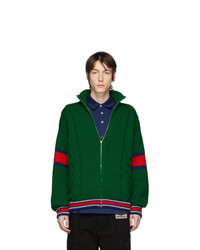 Мужской темно-зеленый свитер на молнии от Gucci