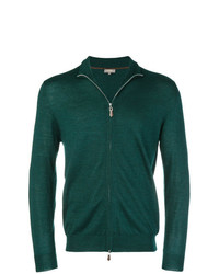 Мужской темно-зеленый свитер на молнии от N.Peal