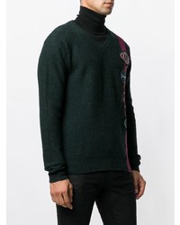 Мужской темно-зеленый свитер с v-образным вырезом с принтом от Frankie Morello