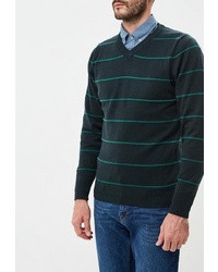 Мужской темно-зеленый свитер с v-образным вырезом от B.Men