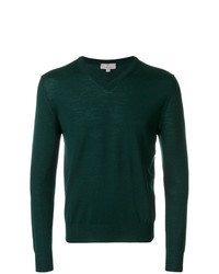 Мужской темно-зеленый свитер с v-образным вырезом от Canali