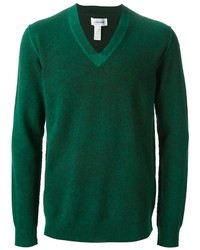 Мужской темно-зеленый свитер с v-образным вырезом от Comme des Garcons