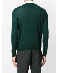Мужской темно-зеленый свитер с v-образным вырезом от Canali