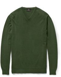 Мужской темно-зеленый свитер с v-образным вырезом от Dunhill