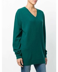 Женский темно-зеленый свитер с v-образным вырезом от PushBUTTON