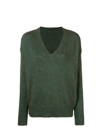 Женский темно-зеленый свитер с v-образным вырезом от Etro