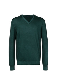 Мужской темно-зеленый свитер с v-образным вырезом от Fay