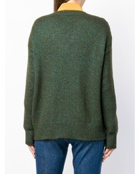 Женский темно-зеленый свитер с v-образным вырезом от Etro