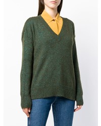 Женский темно-зеленый свитер с v-образным вырезом от Etro