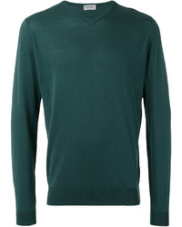 Мужской темно-зеленый свитер с v-образным вырезом от John Smedley