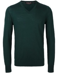 Мужской темно-зеленый свитер с v-образным вырезом от Michael Kors